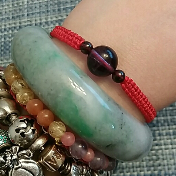 Handmade Jewelry - Natural Himalayan Amethyst Red String Bracelet